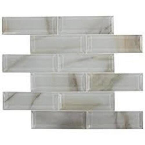(10) IVORY AMBER BEVELED SUBWAY 11.81 IN. X 11.81 IN. X 8MM GLASS MESH-MOUNTED MOSAIC TILE (0.97 SQ. FT.) BRAND/MODEL MSI RETAIL PRICE: $1