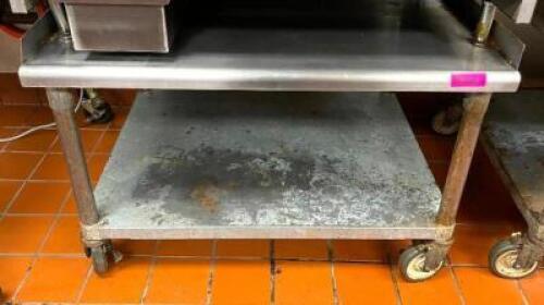 3' STAINLESS STEEL EQUIPMENT STAND WITH GALVANIZED UNDERSHELF ON CASTERS