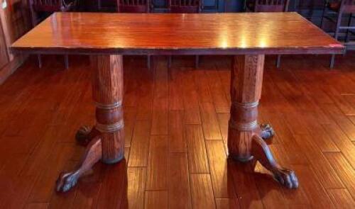 6' WOODEN PUB HEIGHT TABLE WITH CLAWFOOT BASE
