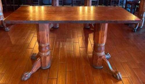 6' WOODEN PUB HEIGHT TABLE WITH CLAWFOOT BASE
