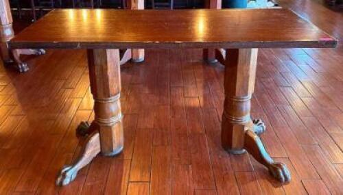 6' WOODEN PUB HEIGHT TABLE WITH CLAWFOOT BASE