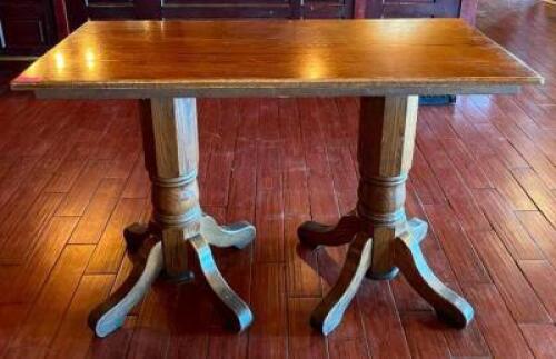6' WOODEN PUB HEIGHT TABLE WITH WOODEN BASE
