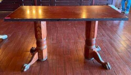 6' WOODEN PUB HEIGHT TABLE WITH CLAWFOOT BASE