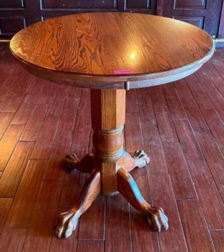 42" WOODEN PUB HEIGHT TABLE WITH CLAWFOOT BASE