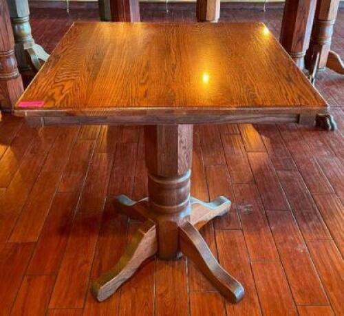 36" WOODEN PUB HEIGHT TABLE WITH WOODEN BASE