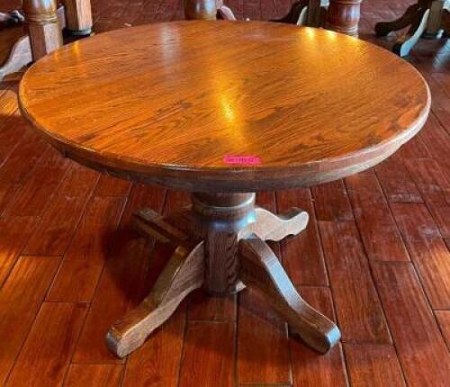 42" WOODEN DINING TABLE WITH WOODEN BASE