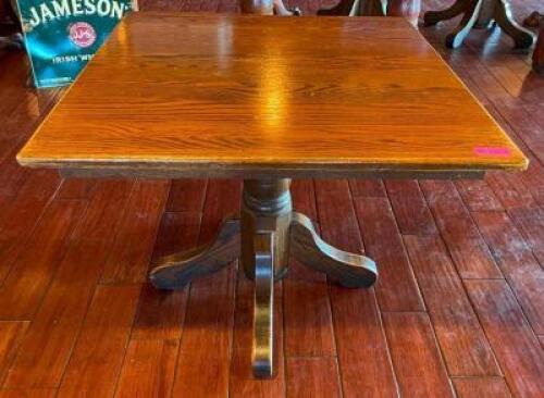 36" WOODEN DINING TABLE WITH WOODEN BASE