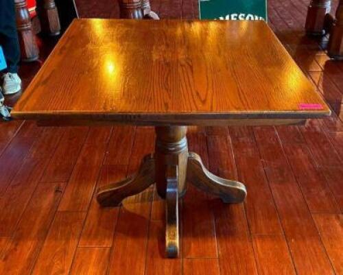 36" WOODEN DINING TABLE WITH WOODEN BASE