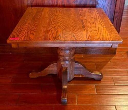 36" WOODEN DINING TABLE WITH WOODEN BASE