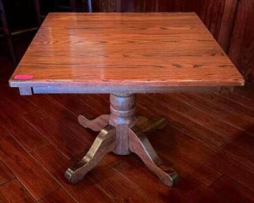 36" WOODEN DINING TABLE WITH WOODEN BASE