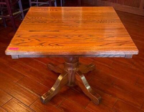 36" WOODEN DINING TABLE WITH WOODEN BASE