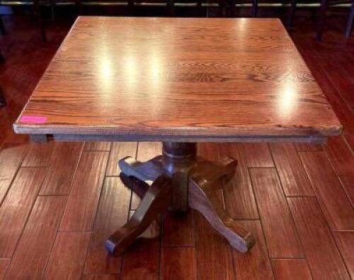 36" WOODEN DINING TABLE WITH WOODEN BASE