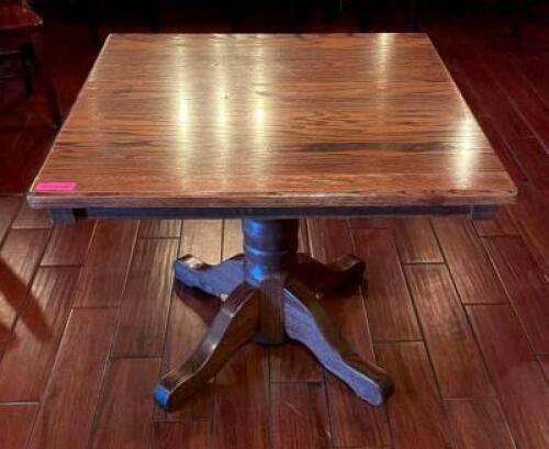 36" WOODEN DINING TABLE WITH WOODEN BASE