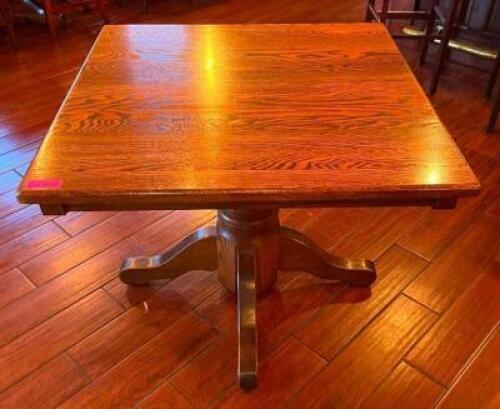 36" WOODEN DINING TABLE WITH WOODEN BASE
