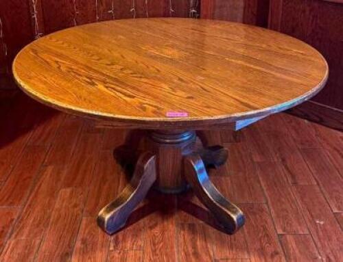54" WOODEN DINING TABLE WITH WOODEN BASE