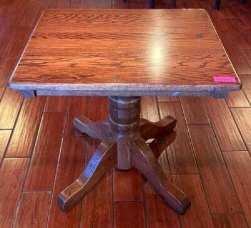 30" WOODEN DINING TABLE WITH WOODEN BASE