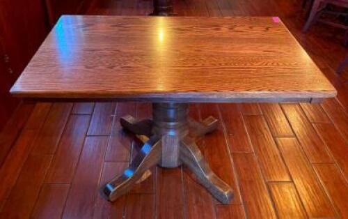 48" WOODEN DINING TABLE WITH WOODEN BASE