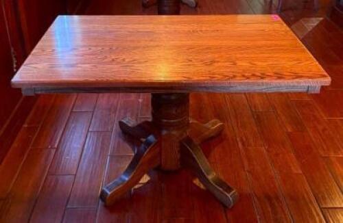 48" WOODEN DINING TABLE WITH WOODEN BASE