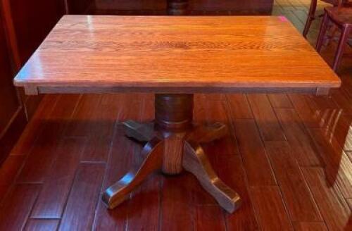 48" WOODEN DINING TABLE WITH WOODEN BASE