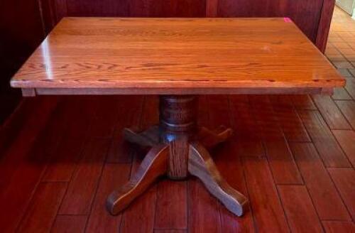 48" WOODEN DINING TABLE WITH WOODEN BASE