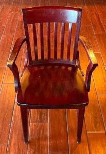 (9) WOODEN DINING CHAIRS WITH ARMRESTS