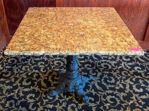 36" GRANITE TOP DINING TABLE WITH BORDEAUX CAST IRON BASE