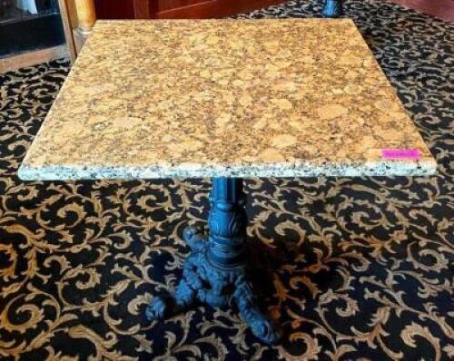 24" GRANITE TOP DINING TABLE WITH BORDEAUX CAST IRON BASE