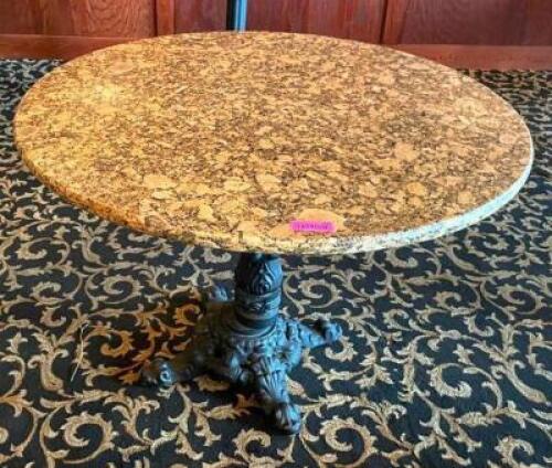 42" GRANITE TOP DINING TABLE WITH BORDEAUX CAST IRON BASE