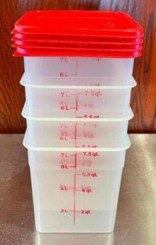 (4) 7.5 QT. INGREDIENTS BINS WITH LIDS