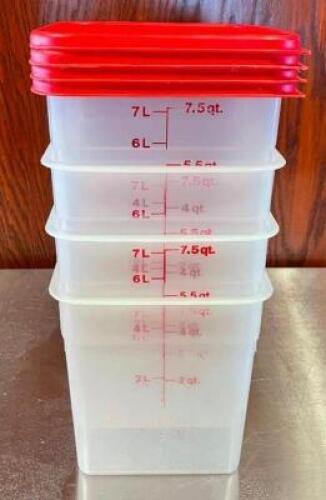 (4) 7.5 QT. INGREDIENTS BINS WITH LIDS