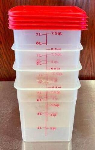 (4) 7.5 QT. INGREDIENTS BINS WITH LIDS