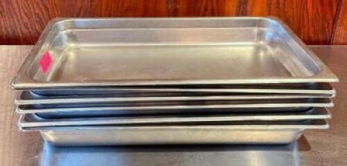 (6) FULL SIZE STAINLESS STEEL PANS