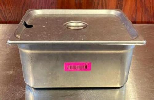 (2) HALF SIZE STAINLESS STEEL PANS WITH LIDS