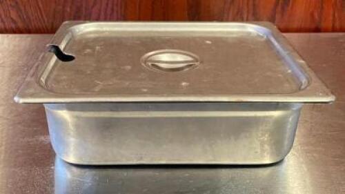 (12) HALF SIZE STAINLESS STEEL PANS WITH LIDS