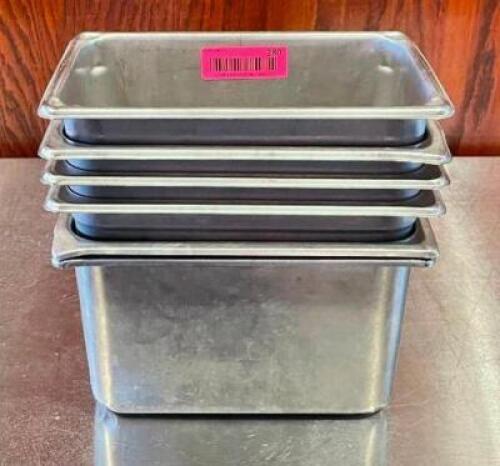 (6) 1/4 SIZE STAINLESS STEEL PANS