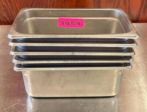 (5) 1/4 SIZE STAINLESS STEEL PANS