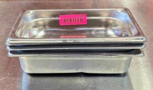(4) 1/4 SIZE STAINLESS STEEL PANS