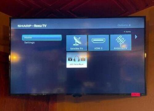 52" ROKU SMART TELEVISION WITH HANGING CEILING MOUNT AND REMOTE