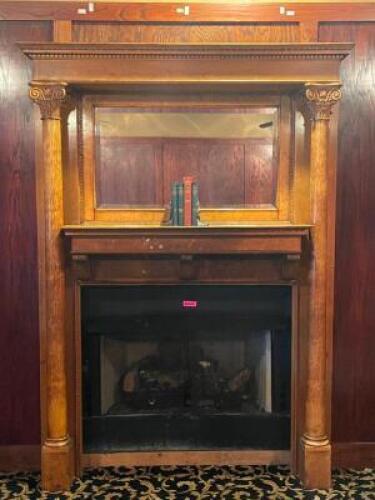 7' X 5' WOOD MANTEL AND FIREPLACE SET