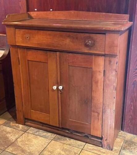 42" WOOD HOSTESS DESK WITH CHALK BOARD FRONT DISPLAY AND UNDER CABINETS