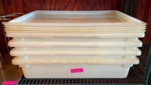 (4) - FULL SIZED PLASTIC INGREDIENT CONTAINERS WITH WHITE NON-SEE-THROUGH LIDS