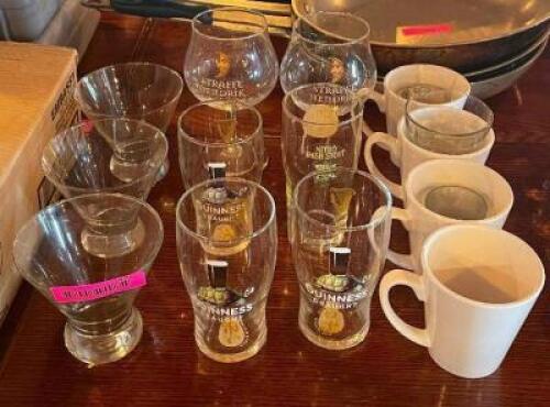 (12) - CT. SET OF ASSORTED GLASSWARE AND COFFEE CUPS