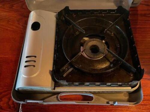 (3) - PORTABLE BUTANE STOVES WITH (11) - BUTANE FUEL CARTRIDGES