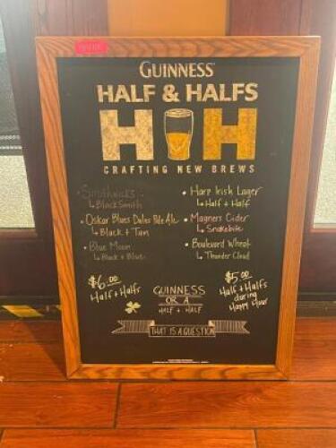 35" GUINNESS HALF AND FALFS CHALK BOARD DISPLAY