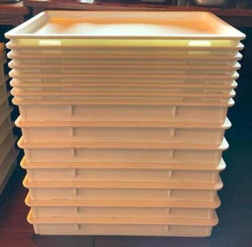 (7) PLASTIC STACKING STORAGE BINS WITH LIDS