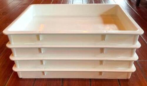 (4) PLASTIC STACKING STORAGE BINS