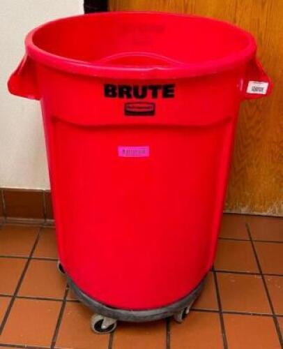 32 GALLON BRUTE TRASH BIN ON DOLLY
