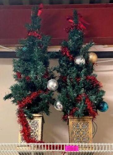 (2) 36" CHRISTMAS TREES WITH A BOX OF LIGHTS