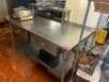 68" X 36" STAINLESS TABLE W/ RISER SHELF. - 2