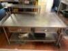68" X 36" STAINLESS TABLE W/ RISER SHELF. - 6